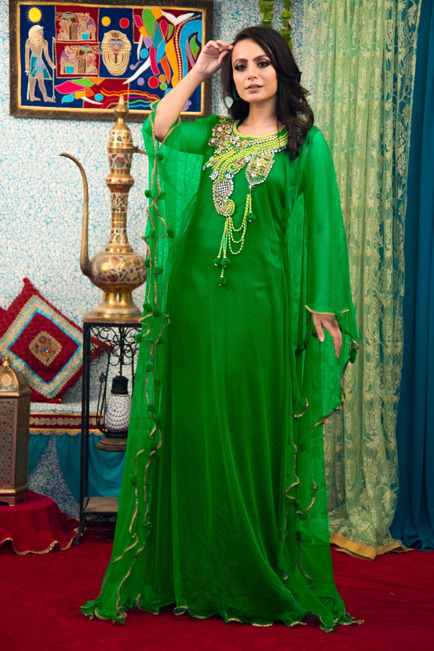 Green Color Takchita Kaftan
