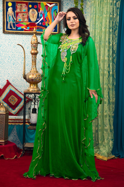 Green Color Takchita Kaftan