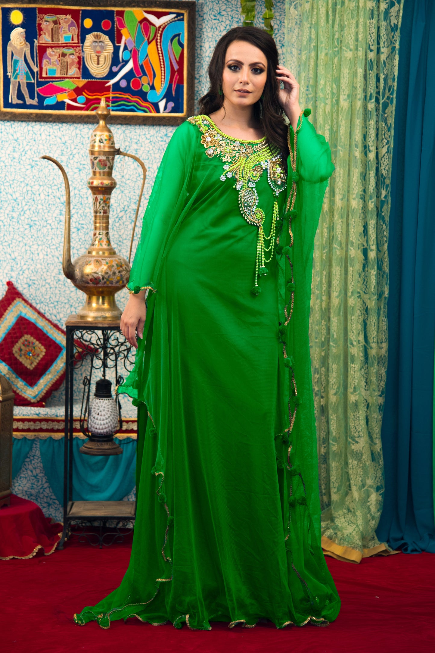 Green Color Takchita Kaftan