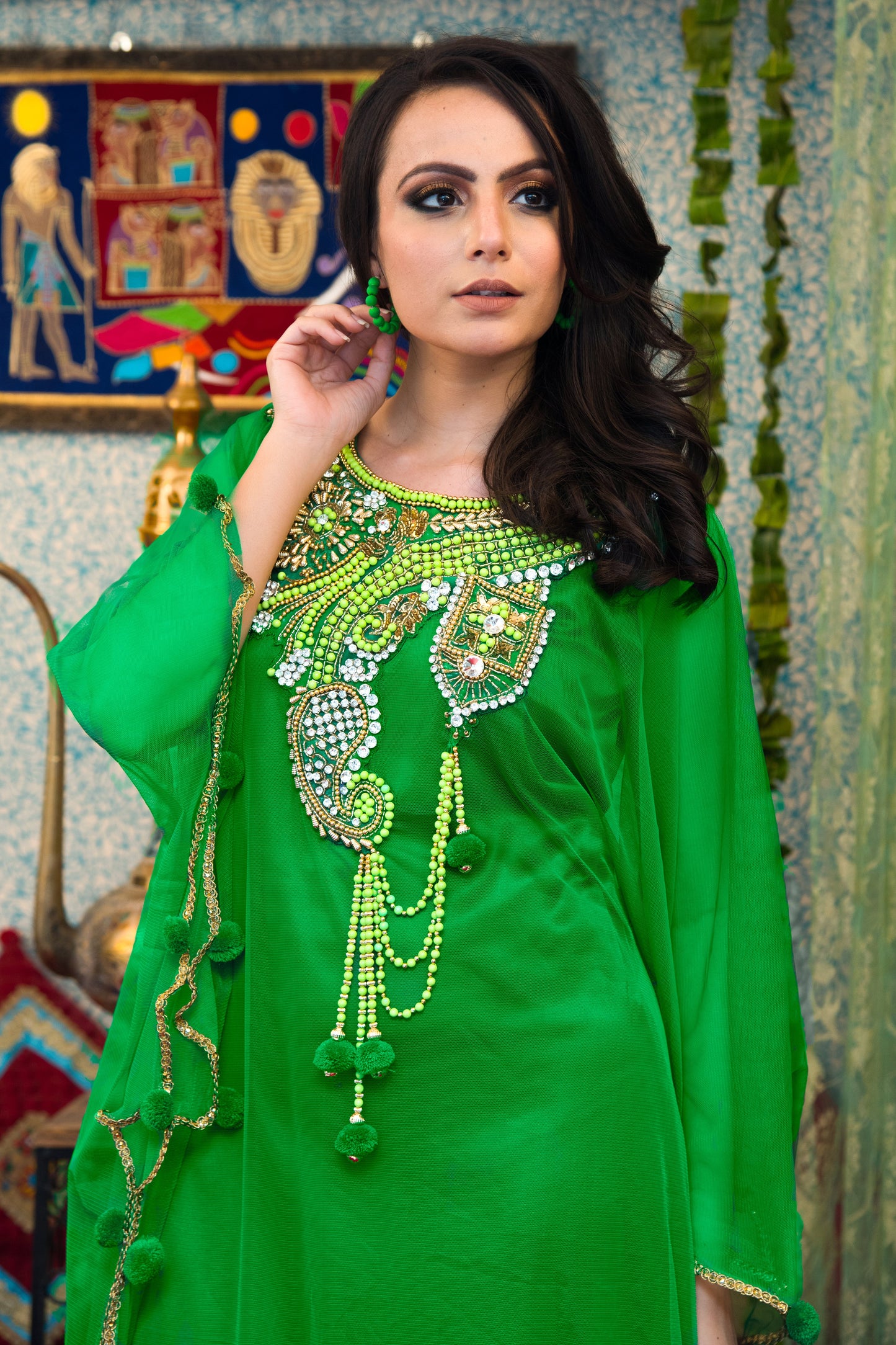 Green Color Takchita Kaftan