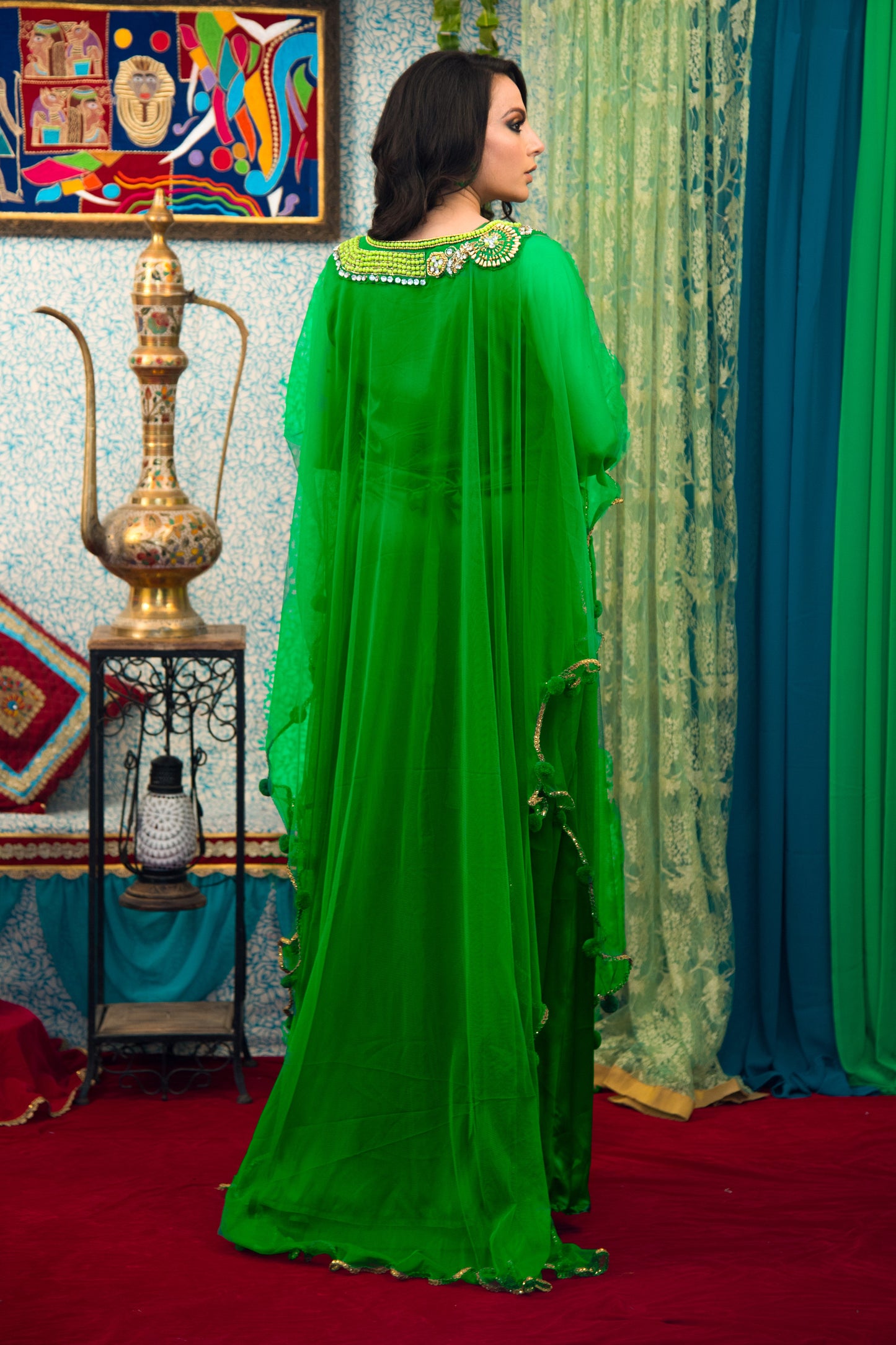 Green Color Takchita Kaftan