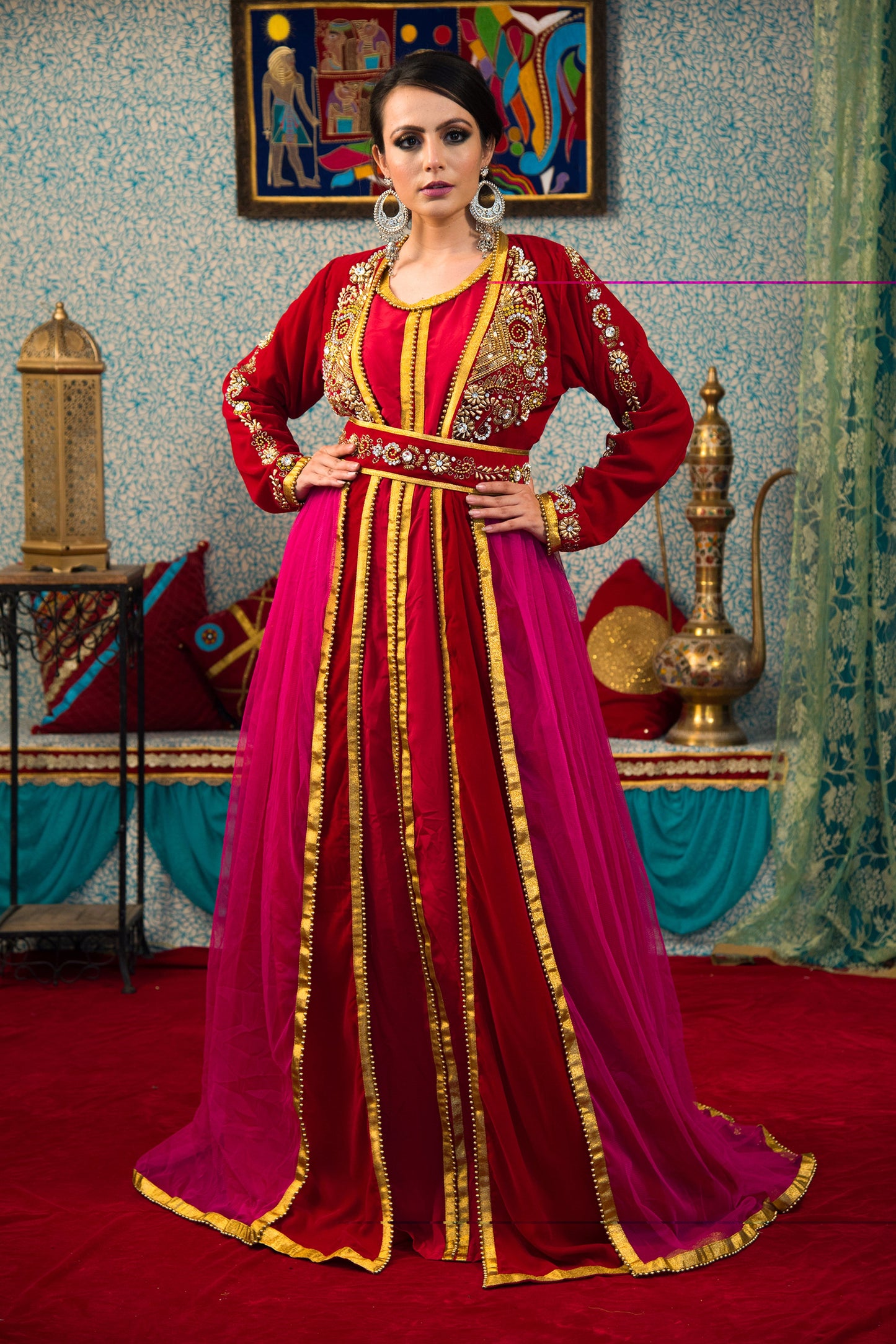 Pink Color Wedding Morrocon Kaftan