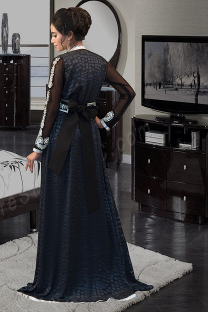 Dark Gray and Black Designer Moroccon Kaftan