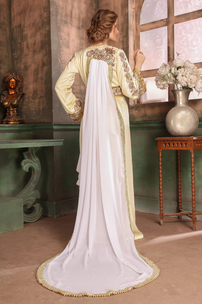 Yellow and White color African Kaftan