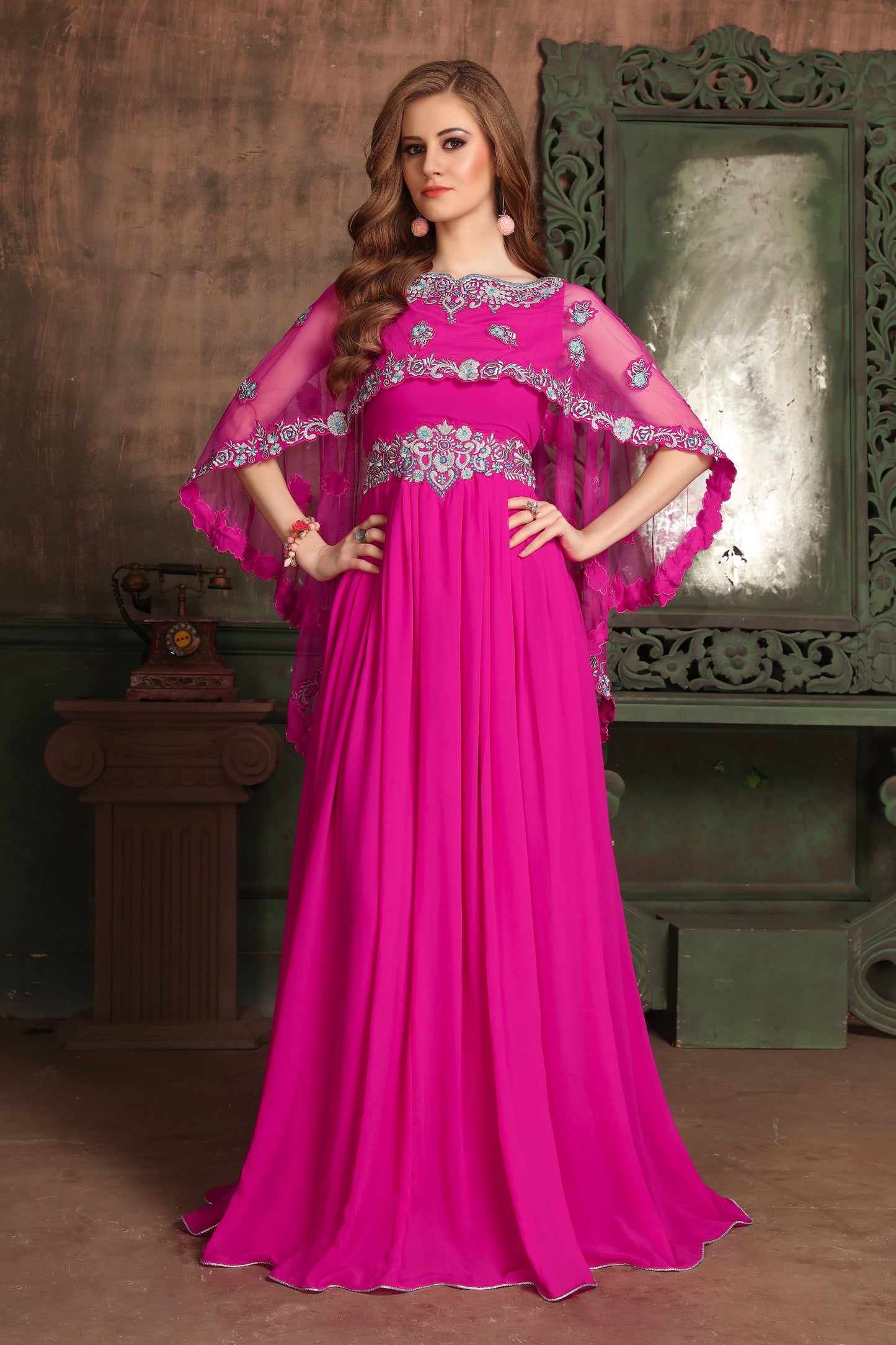 Pink color Georgette Kaftan
