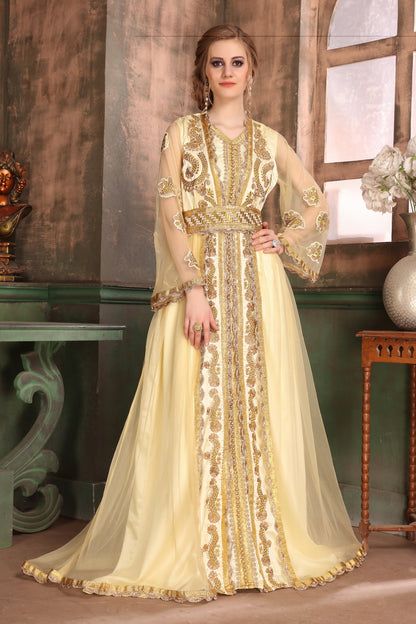 Beige Color Moroccan Style Kaftan