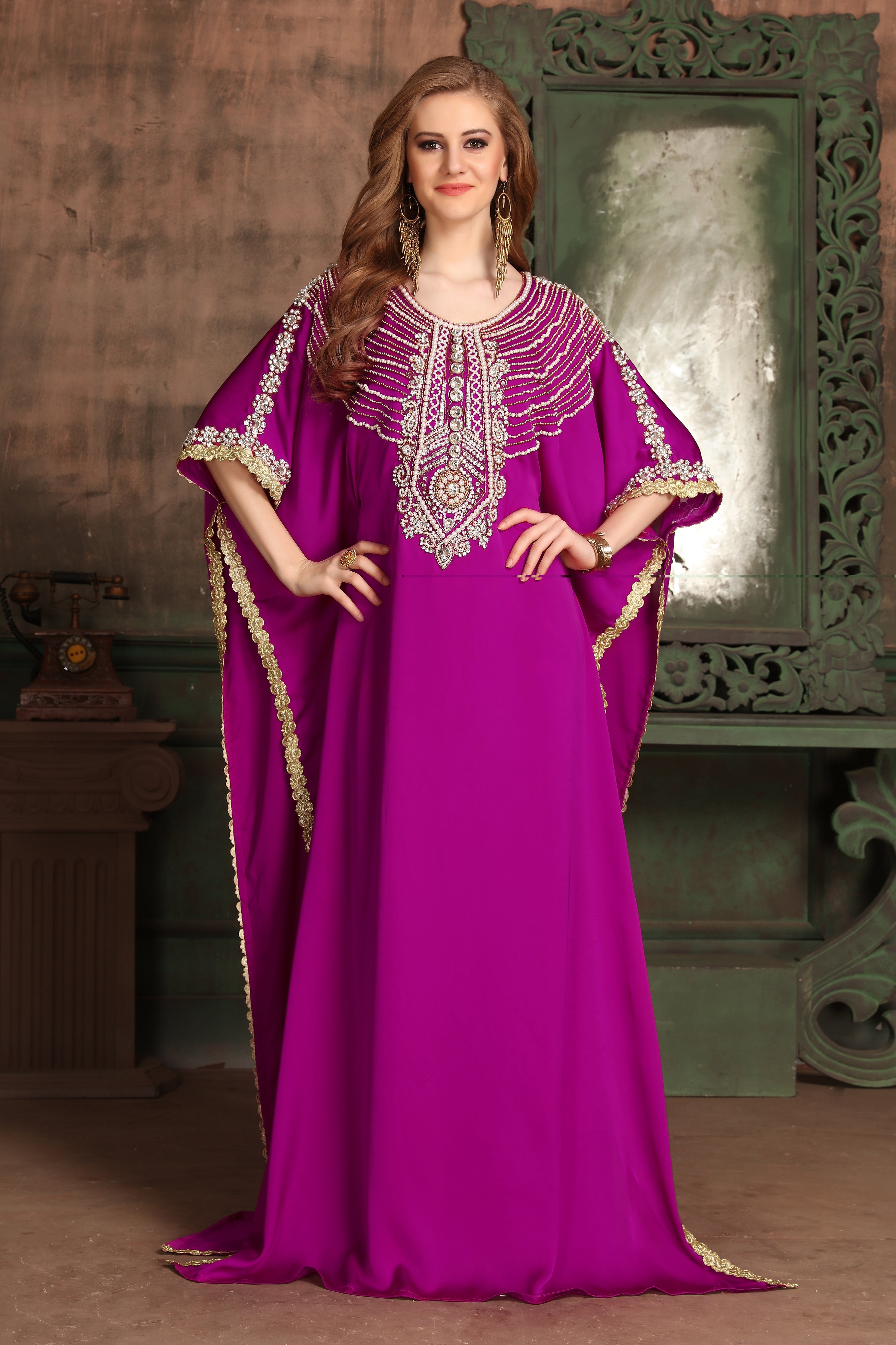 Magenta Color Israeli Kaftan – RobeDesert