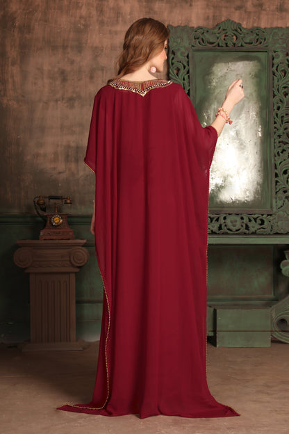 Maroon color Takchita Kaftan