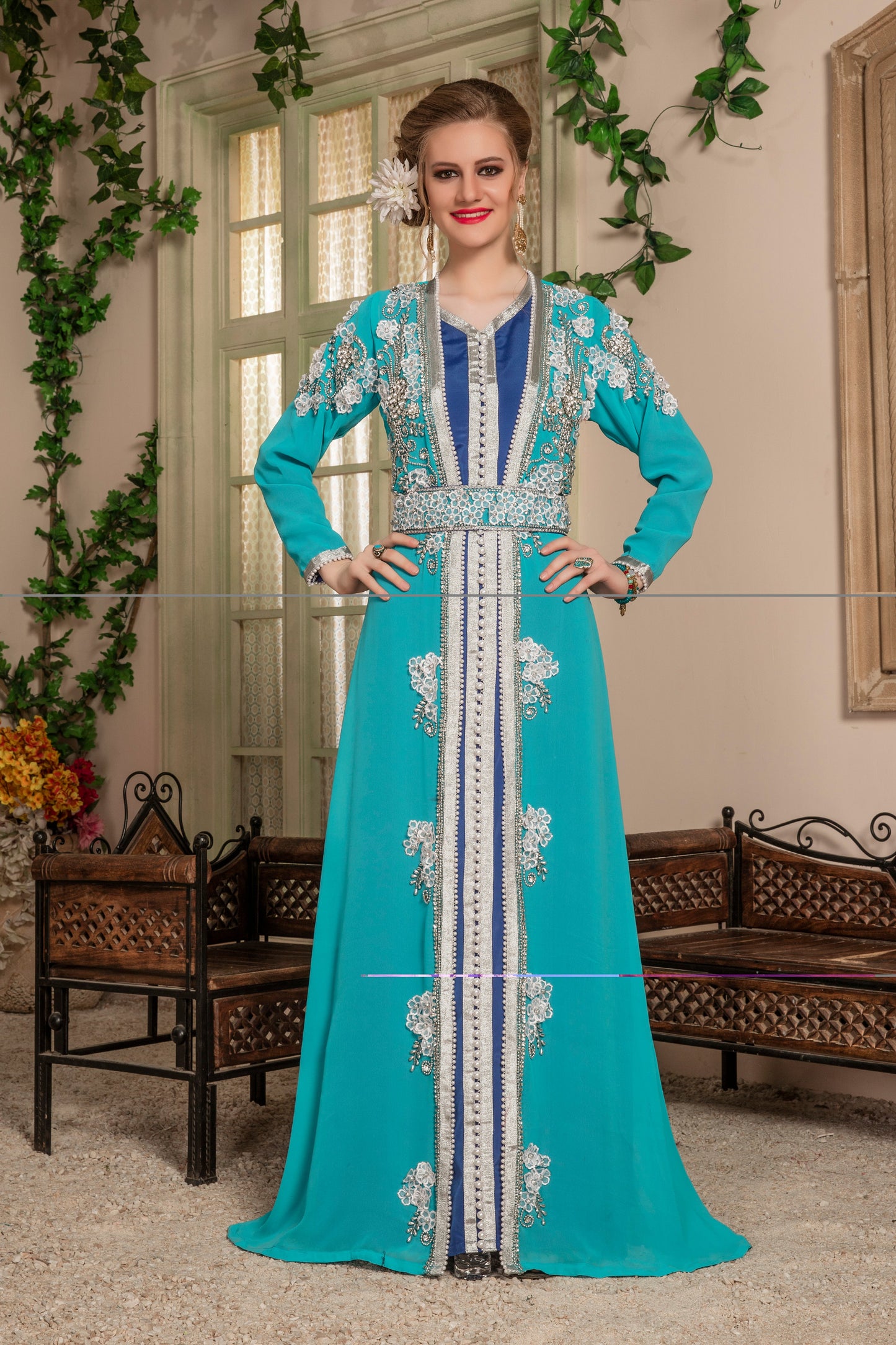 Firozi Morrocon Style Kaftan
