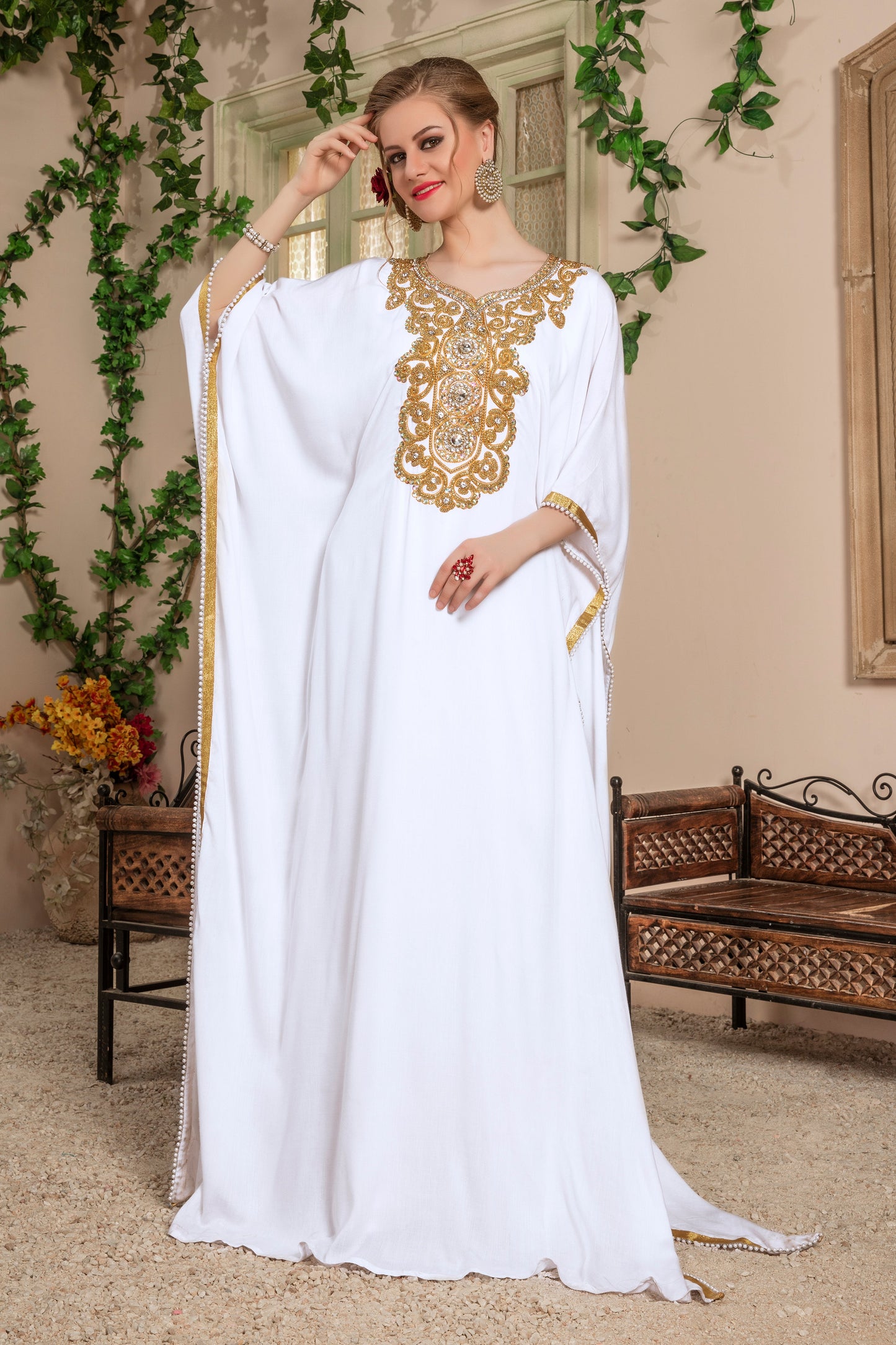 White Color PartyWear Kaftan
