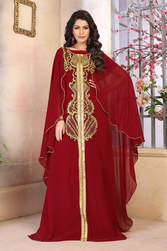 Maroon Color Georgette Kaftan
