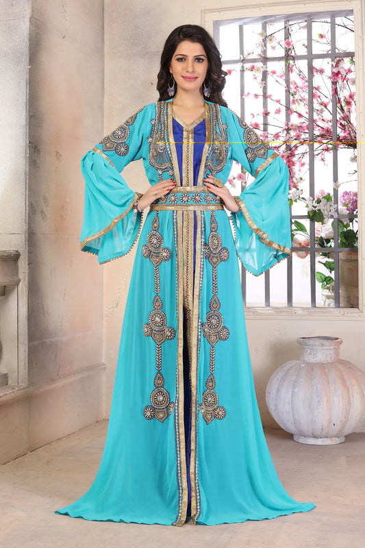 Firozi Color Moroccan Kaftan