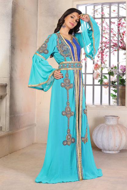 Firozi Color Moroccan Kaftan