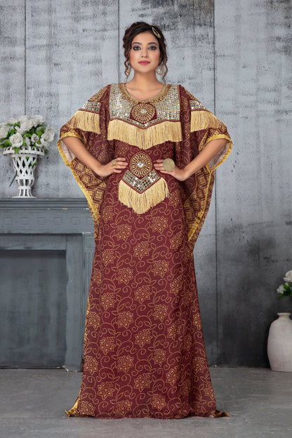 Maroon Color Designer Kaftan