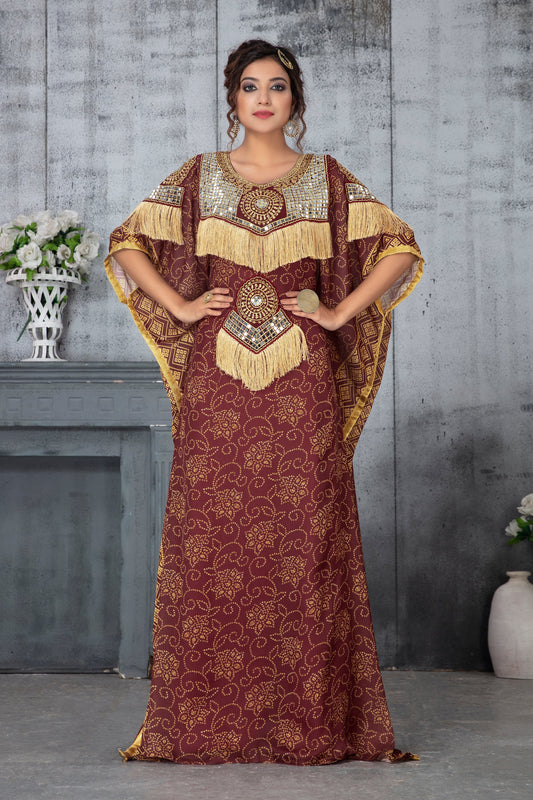 Maroon Color Designer Kaftan