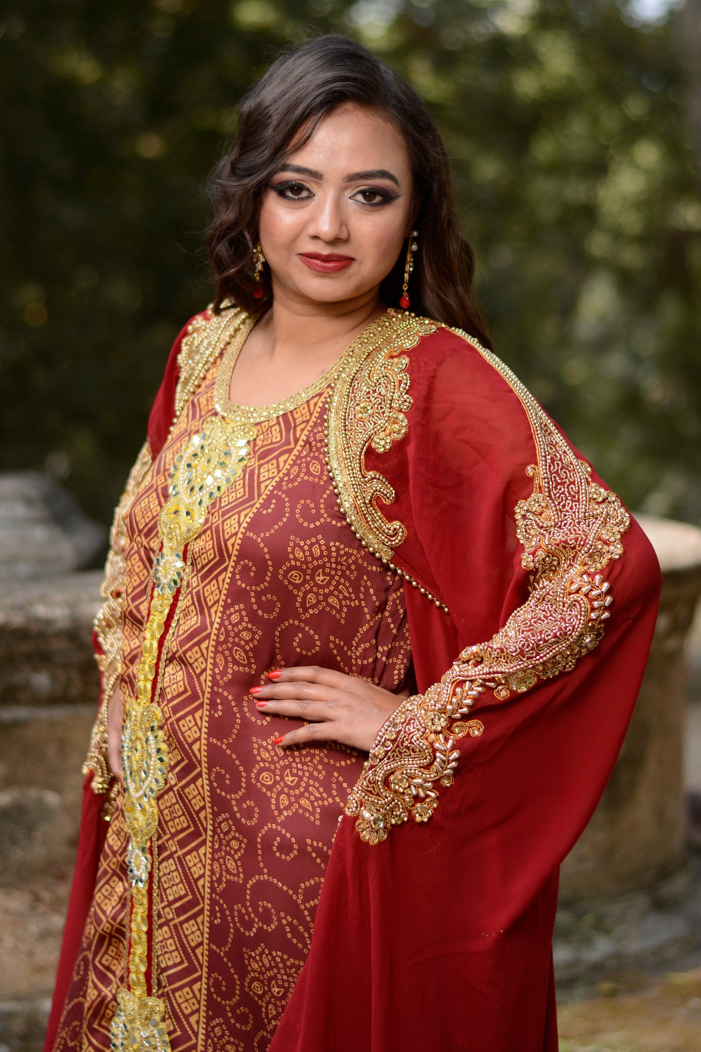 Maroon Color Designer Kaftan