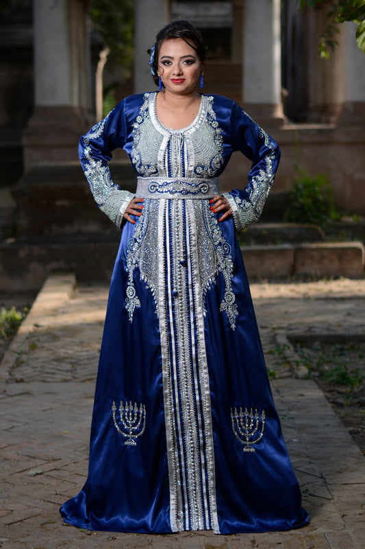 Dark Blue Color Islamic Moroccan Kaftan