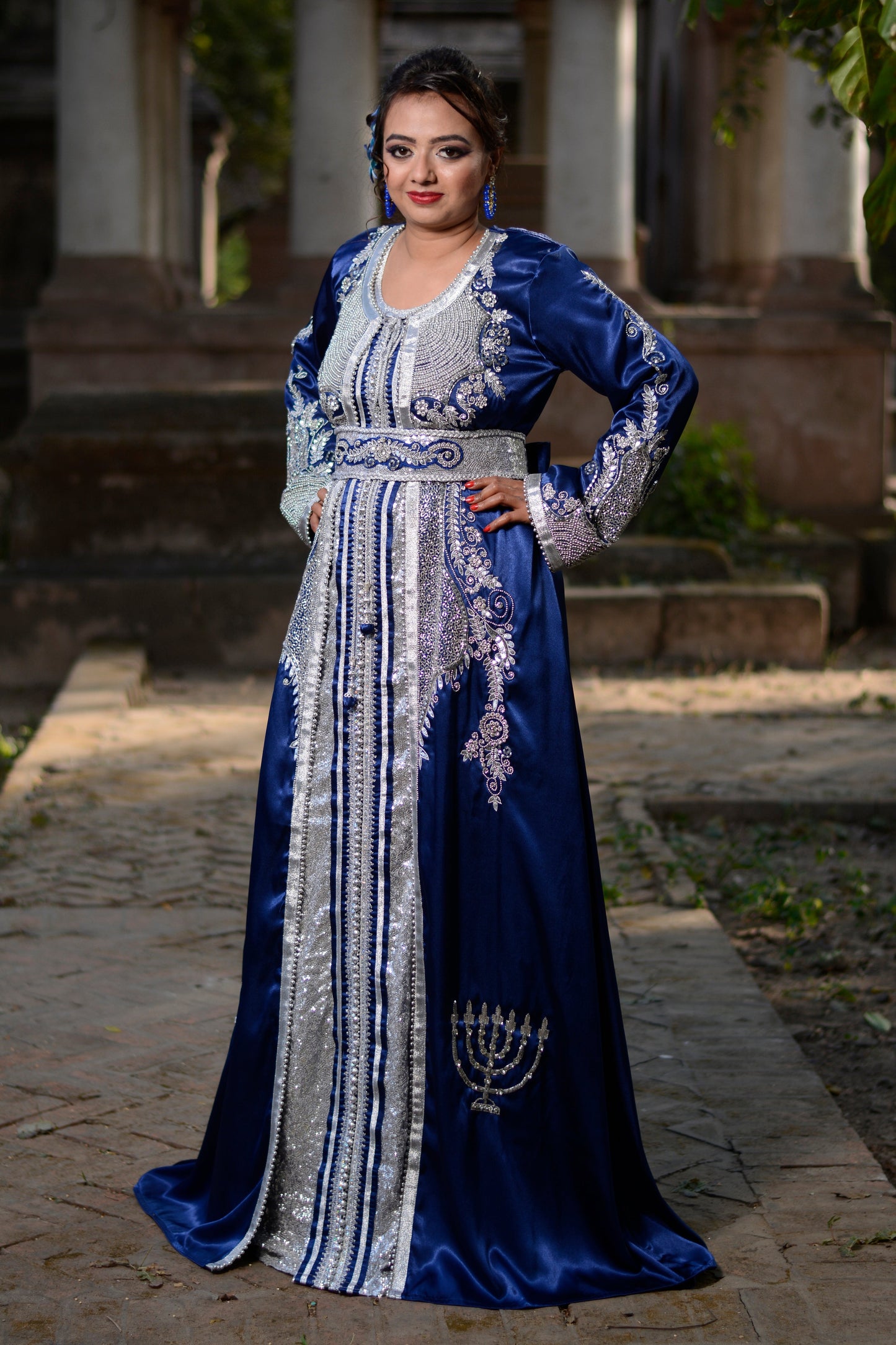 Dark Blue Color Islamic Moroccan Kaftan