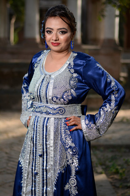 Dark Blue Color Islamic Moroccan Kaftan