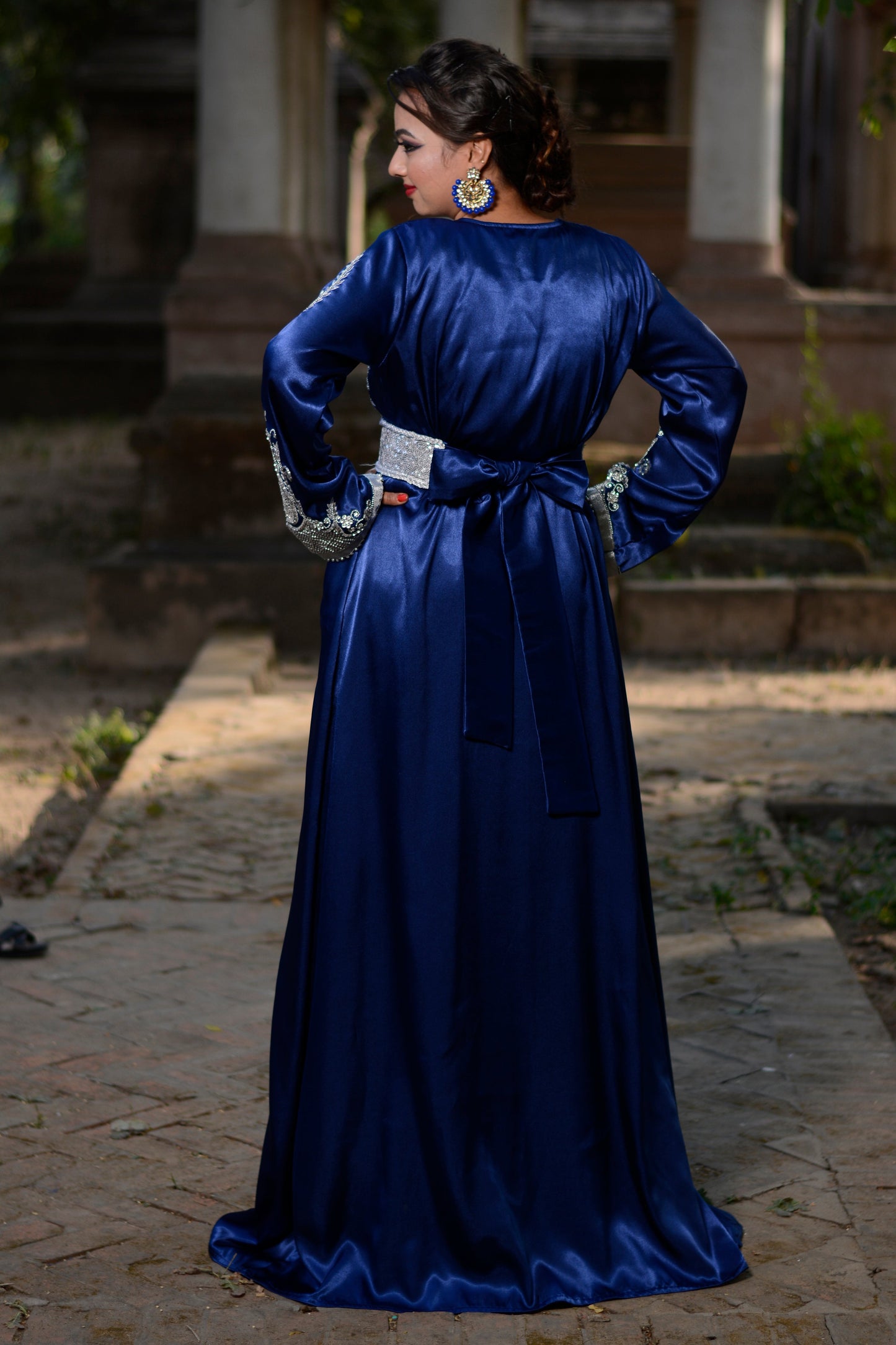 Dark Blue Color Islamic Moroccan Kaftan