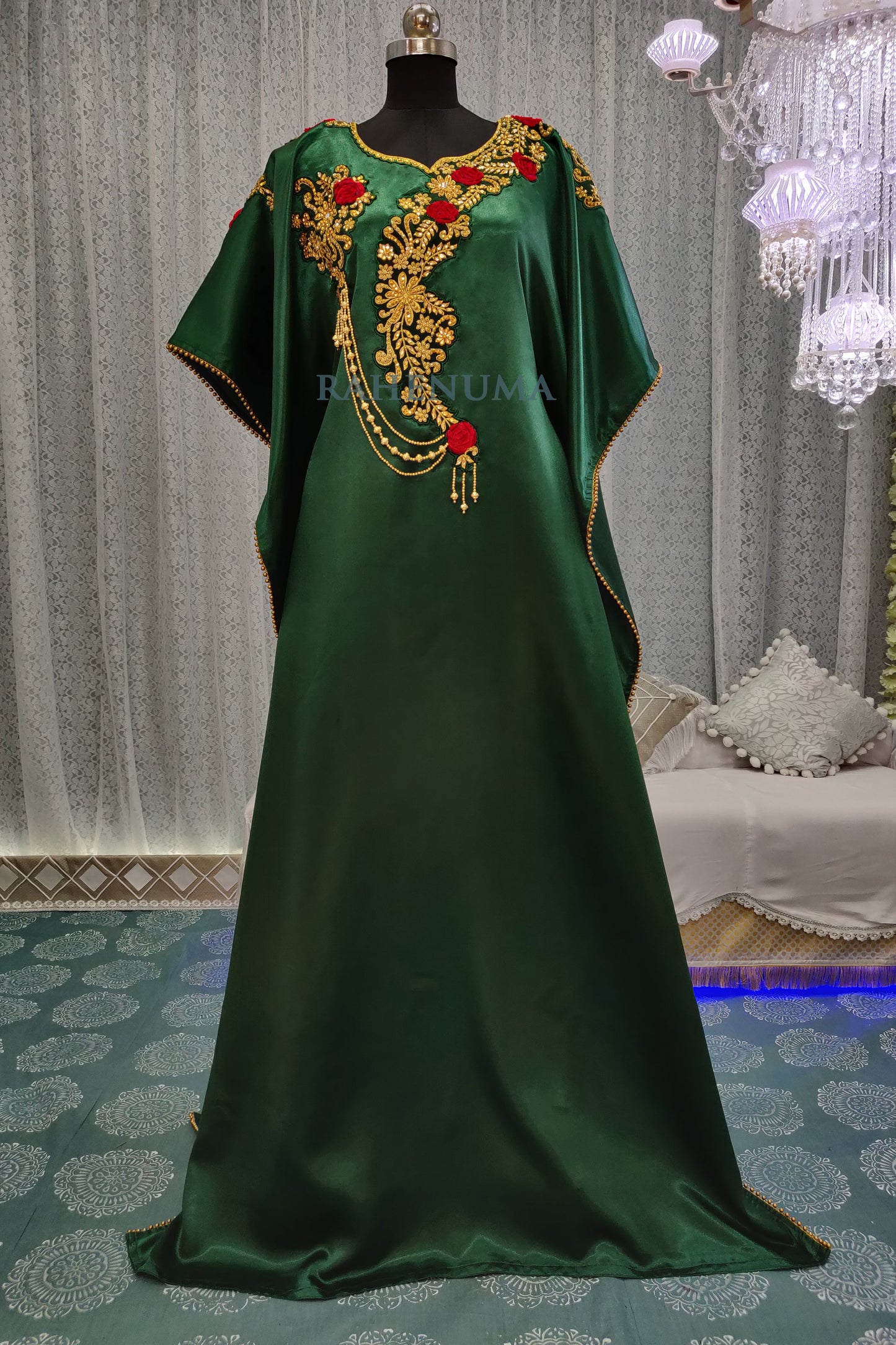 Stylish Bottle Green Color Arabian Kaftan