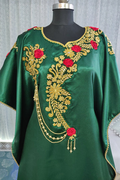 Stylish Bottle Green Color Arabian Kaftan