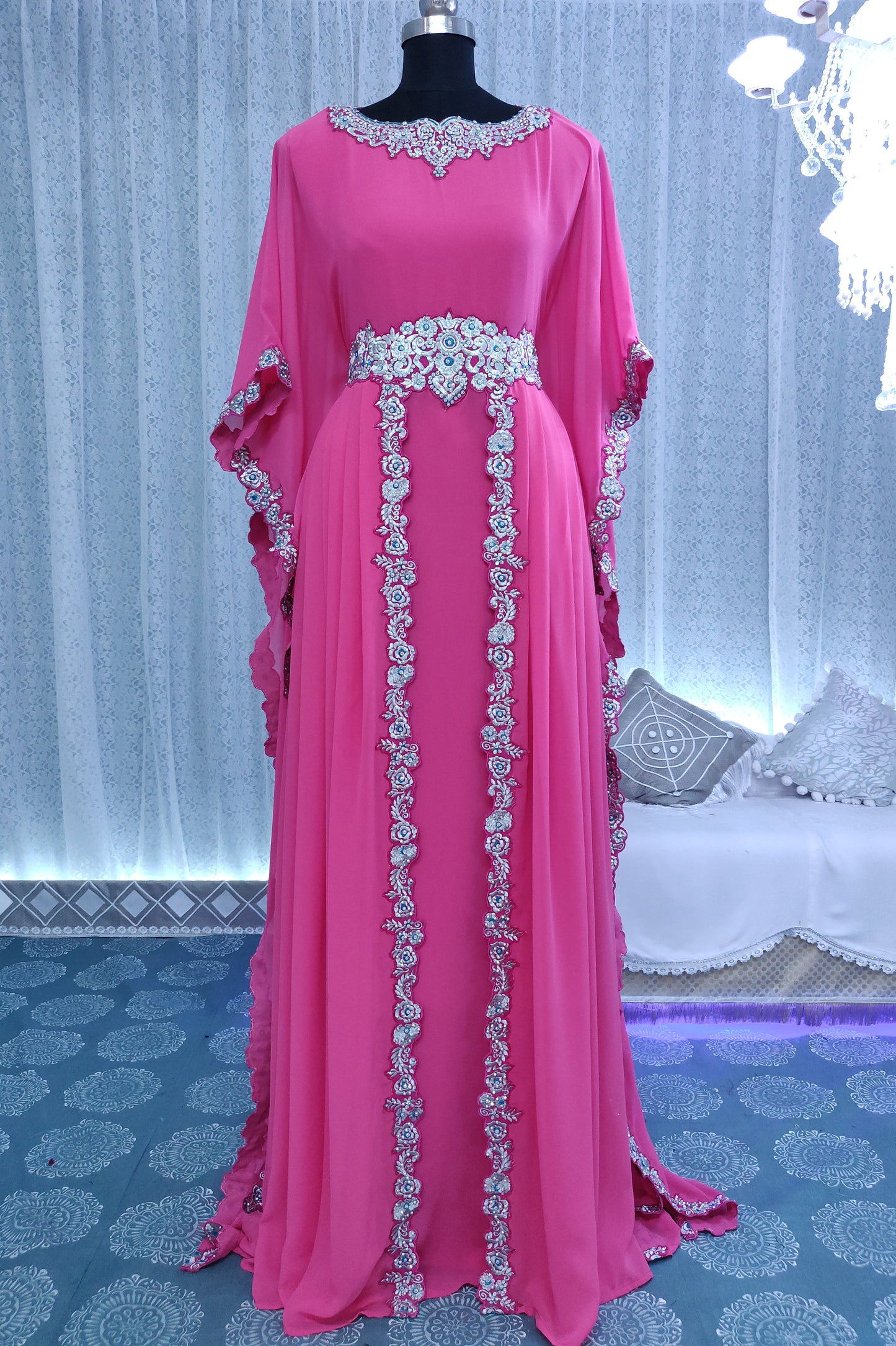 Pink Color Designer Takchita Kaftan