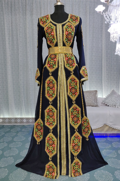 Dark Blue Color Moroccan Kaftan