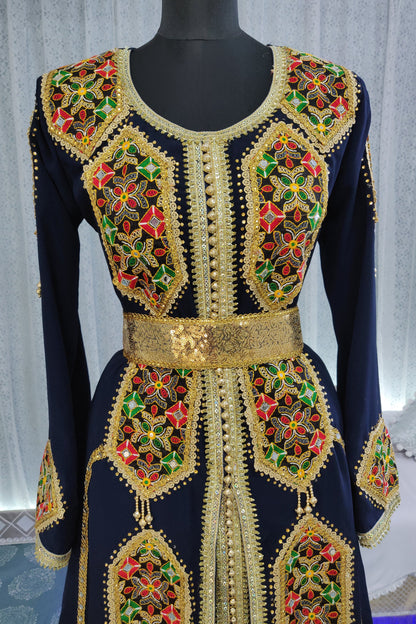 Dark Blue Color Moroccan Kaftan
