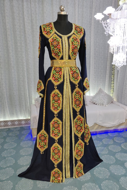 Dark Blue Color Moroccan Kaftan