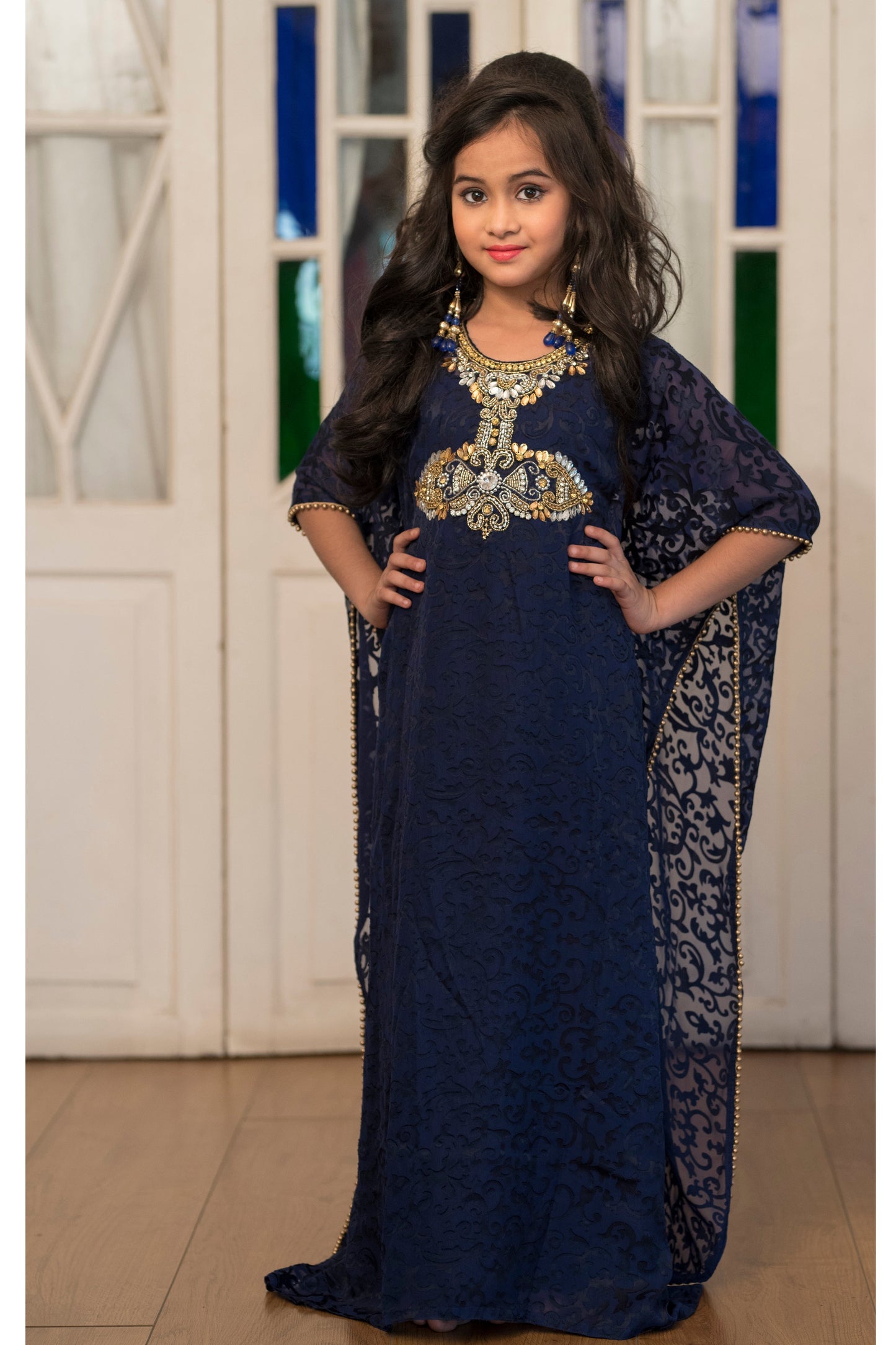 Dark Blue Color Free Size Kaftan