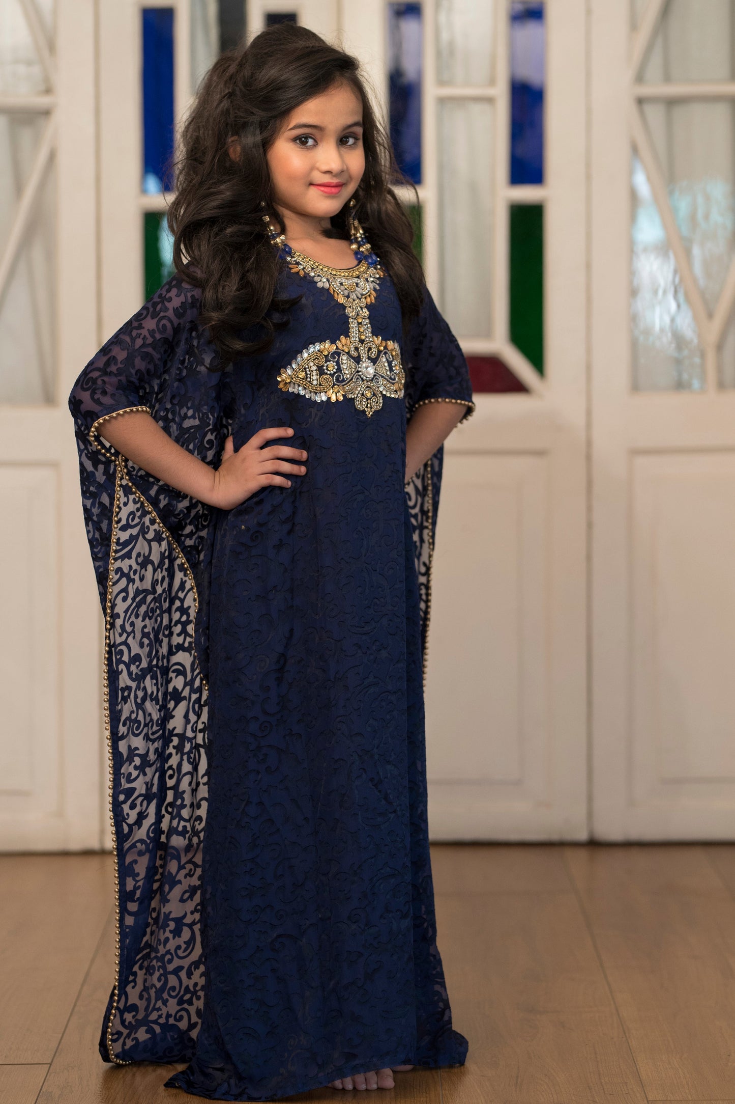 Dark Blue Color Free Size Kaftan
