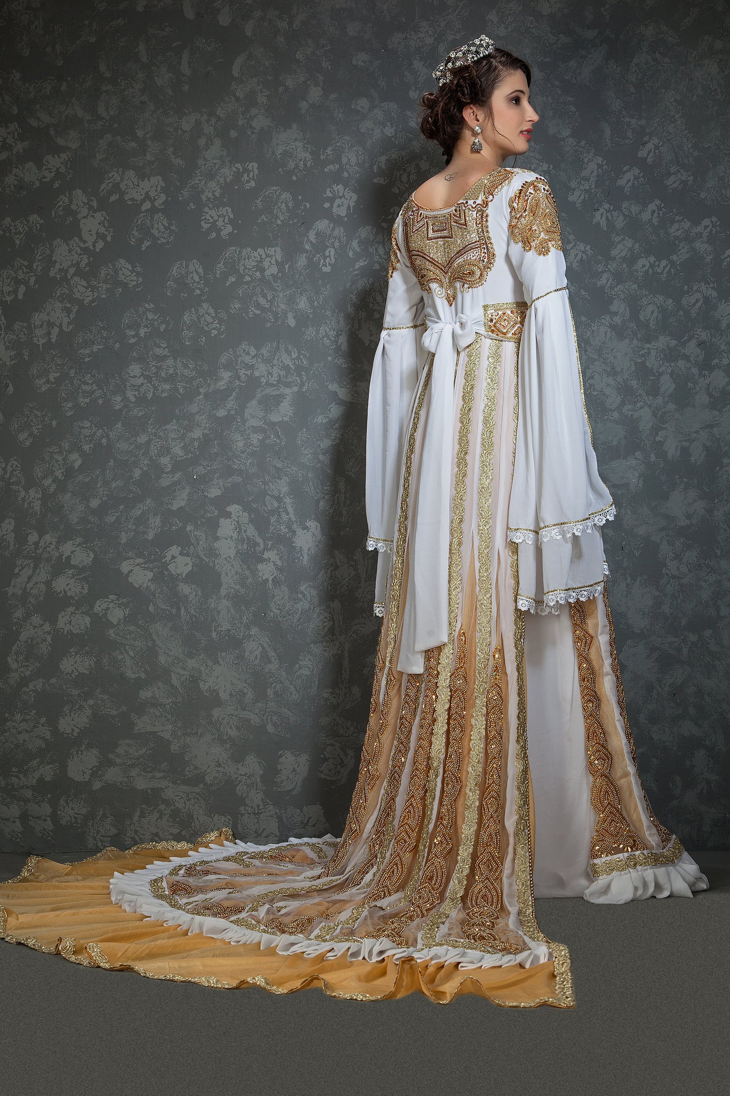 White Color Wedding Moroccan Kaftan