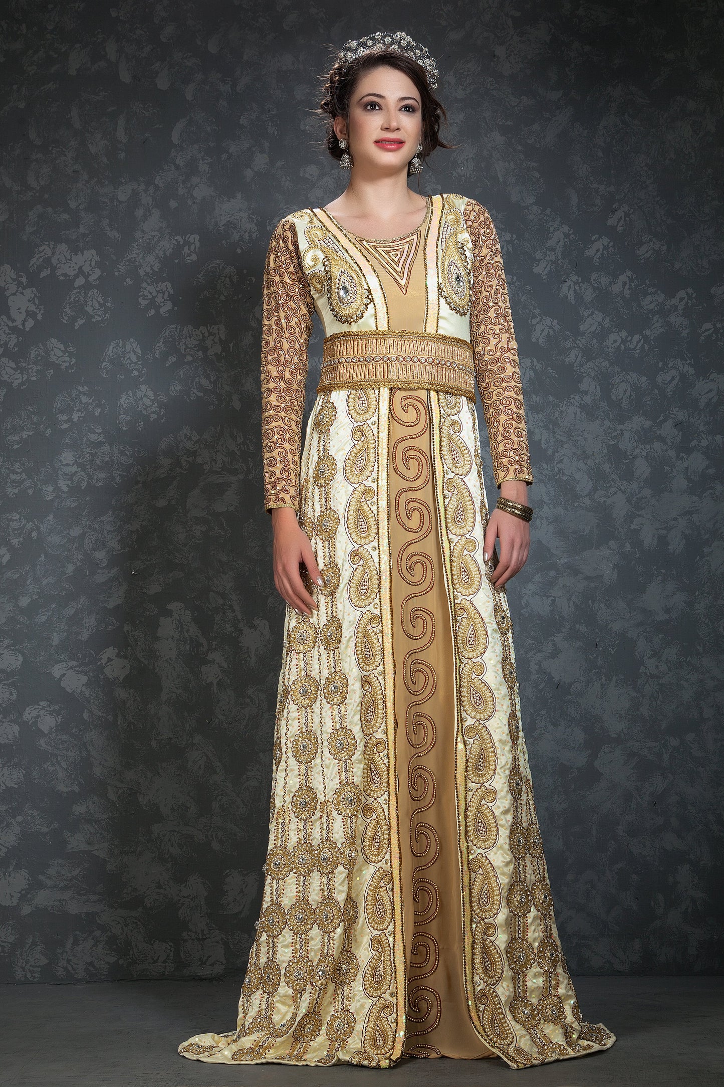 Beige Color Wedding Designer Kaftan