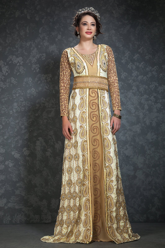 Beige Color Wedding Designer Kaftan