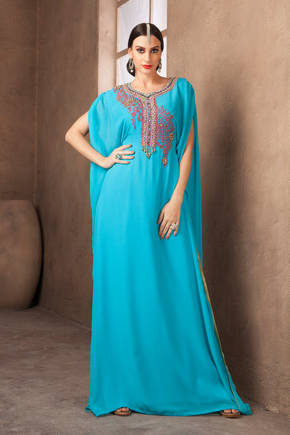 Firozi Color Designer Dubai Kaftan