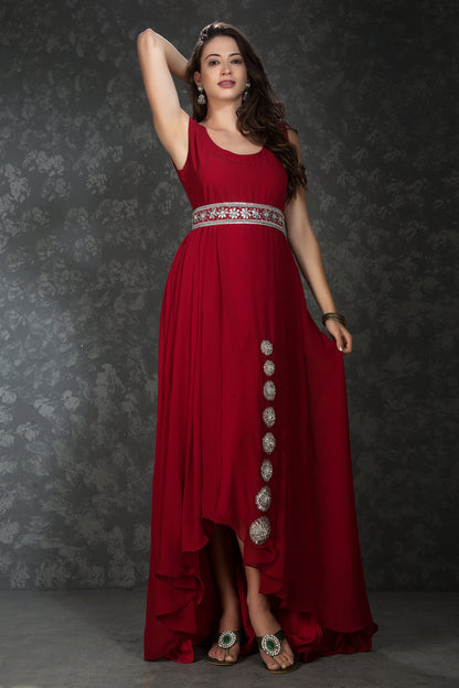 Red Color Designer Maxi Kaftan