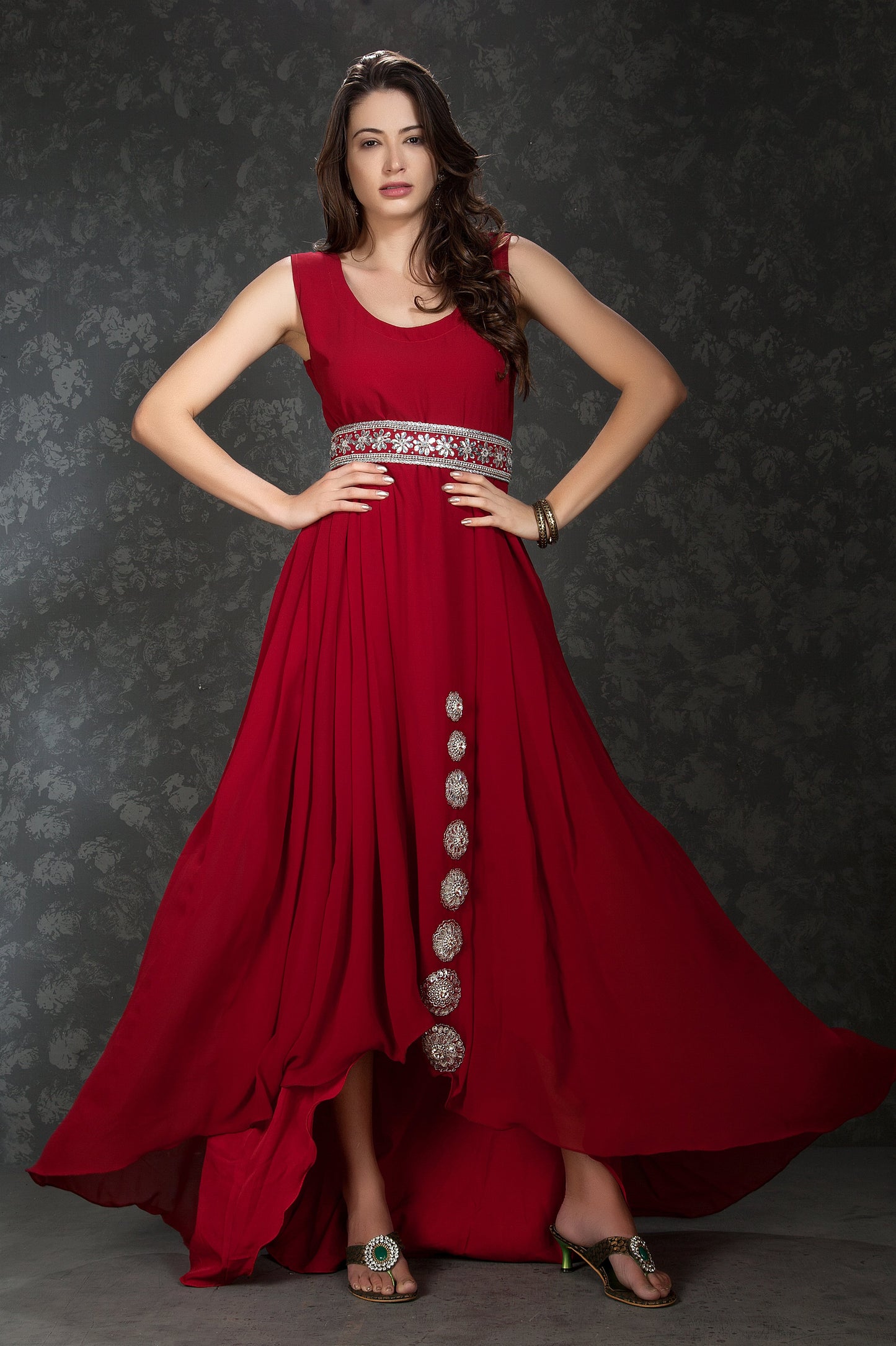 Red Color Designer Maxi Kaftan