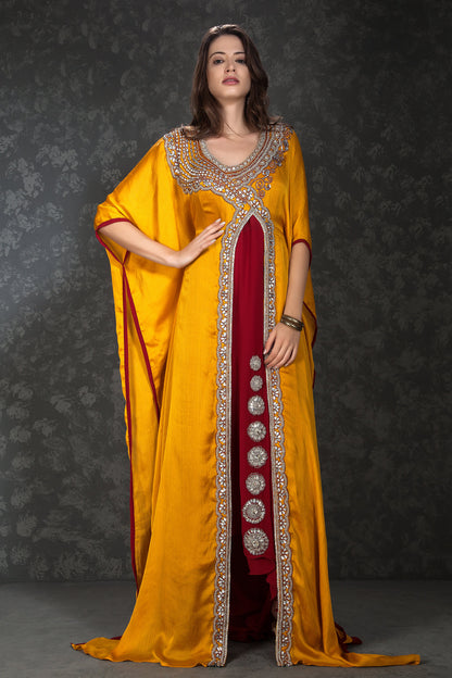 Red Color Designer Maxi Kaftan